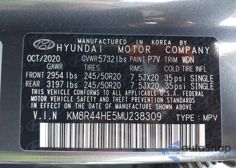 2021 Hyundai Palisade Sel из США, поврежденный, VIN KM8R44HE5MU238309